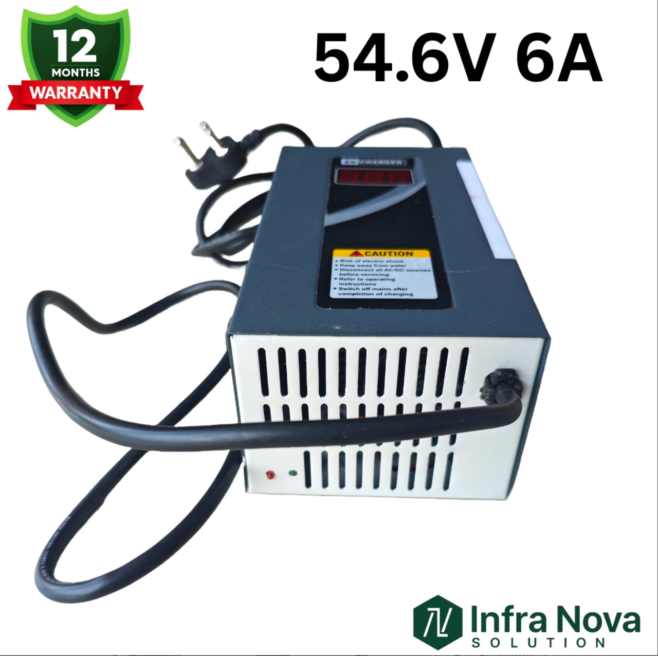 INS 54.6V 6A Lithium-Ion Battery Charger with Display | 1 Year Warranty