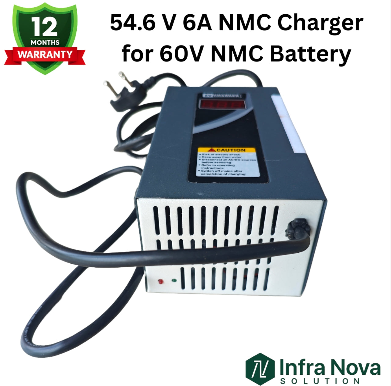 INS 54.6V 6A Lithium-Ion Battery Charger with Display | 1 Year Warranty