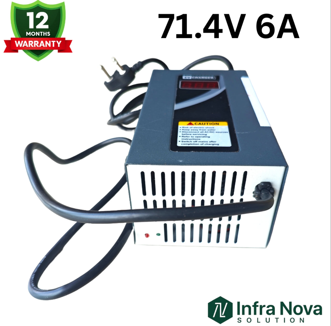 INS 71.4V 6A Lithium-Ion Battery Charger with Display | 1 Year Warranty