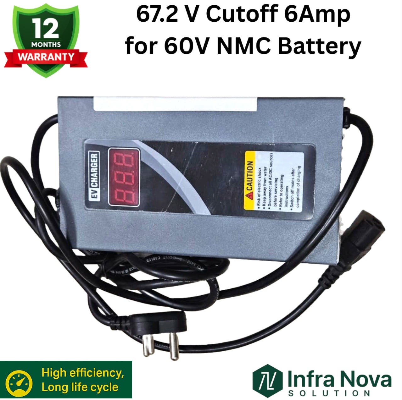 INS 67.2V6Amp Lithium-Ion Battery Charger With Display- 1 Year Warranty
