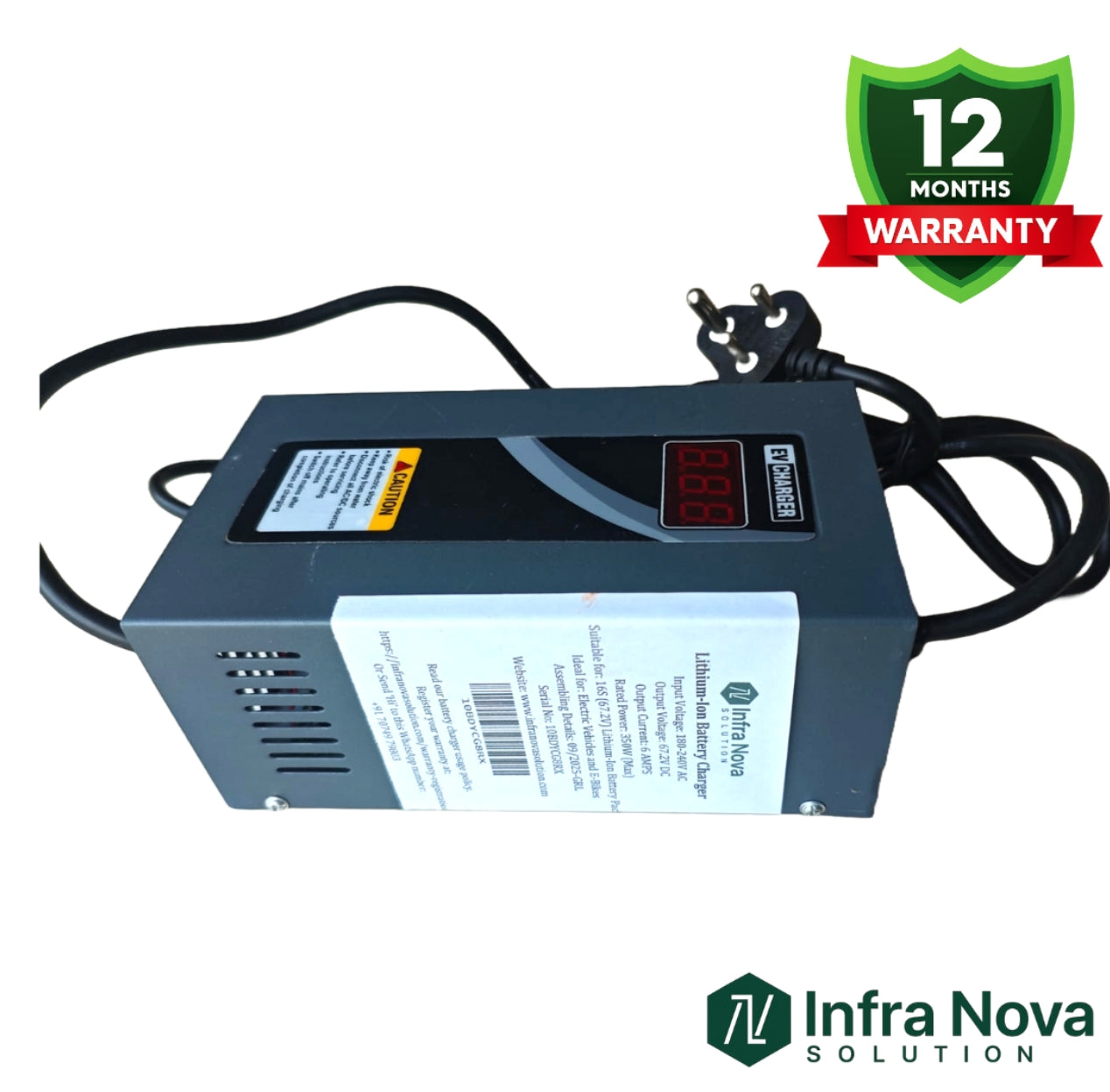 INS 67.2V6Amp Lithium-Ion Battery Charger With Display- 1 Year Warranty