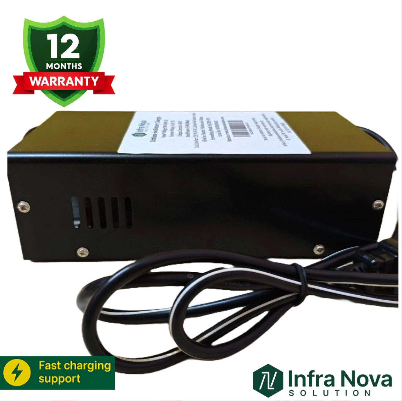 InfraNova 63V 6A Lithium-ion Battery Charger (71.4V Cut-off, 17S BMS)