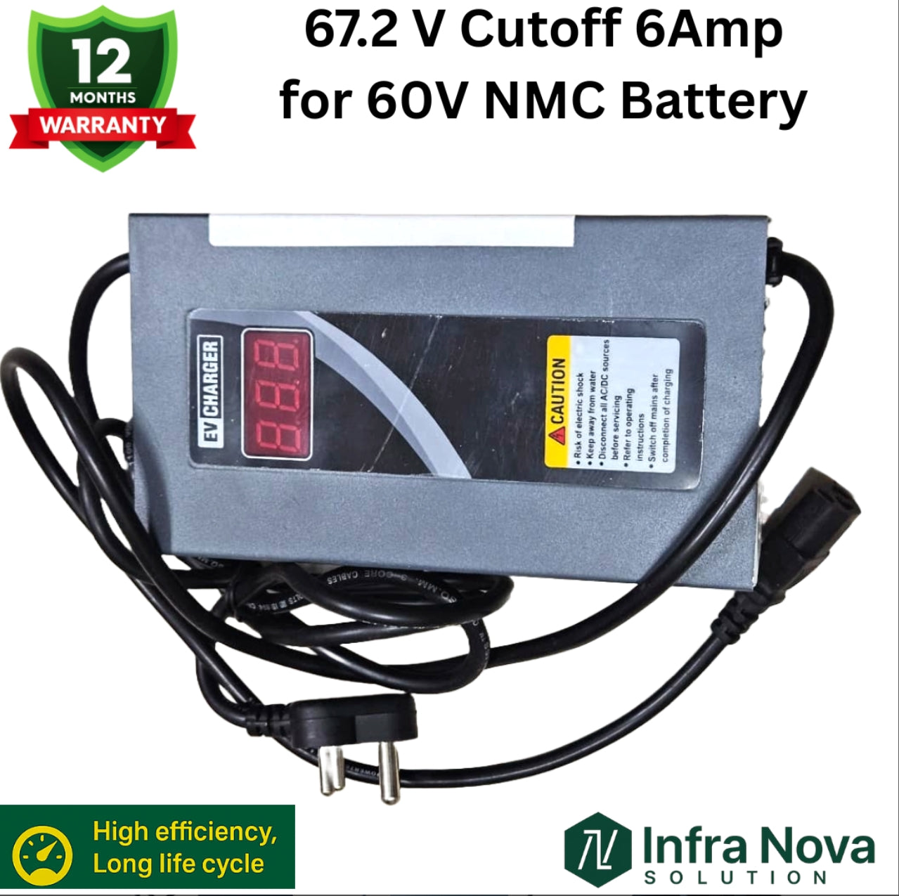INS 67.2V6Amp Lithium-Ion Battery Charger With Display- 1 Year Warranty
