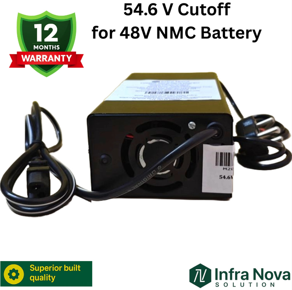 InfraNova Solution 48V (54.6V Cut-off) 6A Lithium-ion Battery Charger for Electric Scooter – 12 Months Warranty